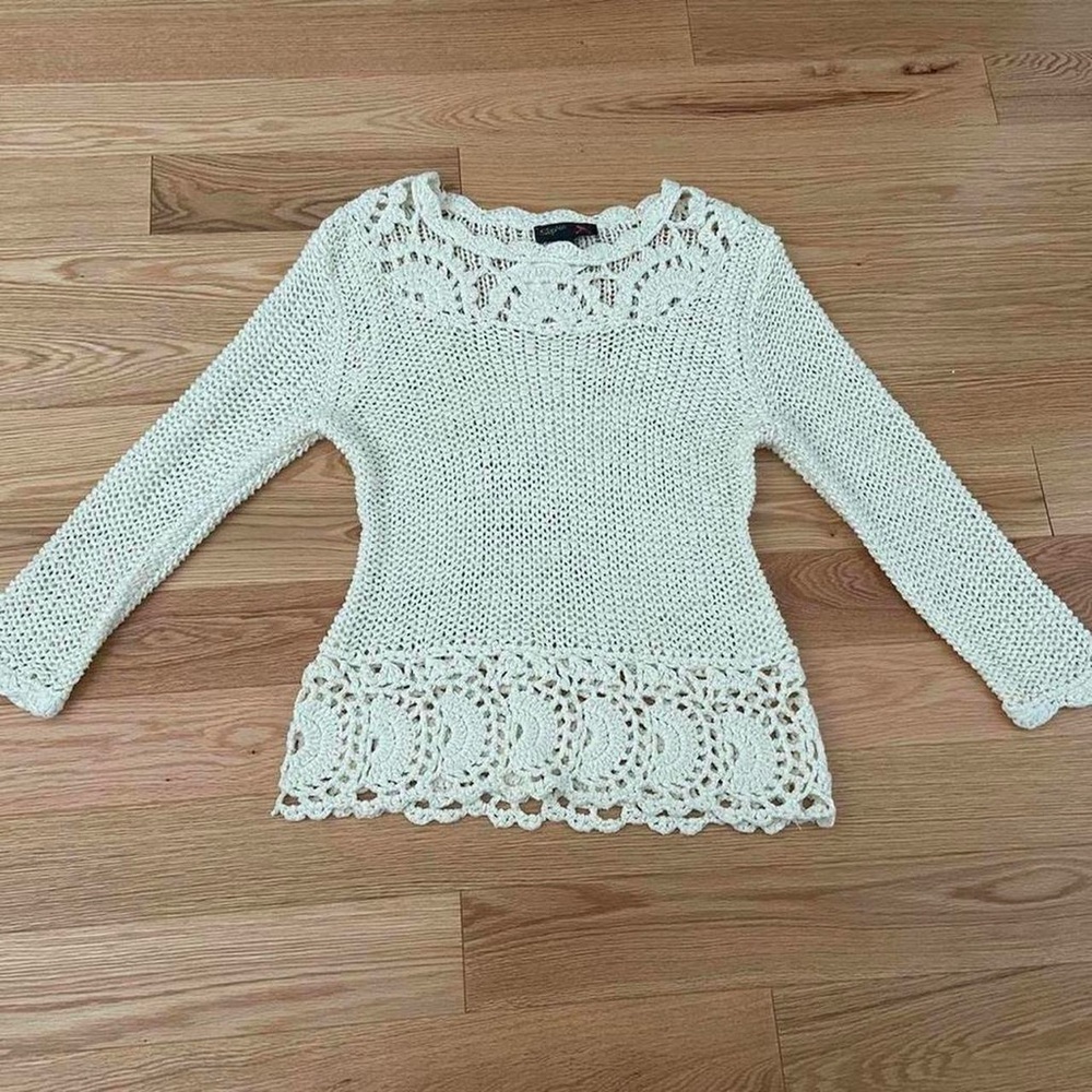 Elegant Cream Crochet Sweater